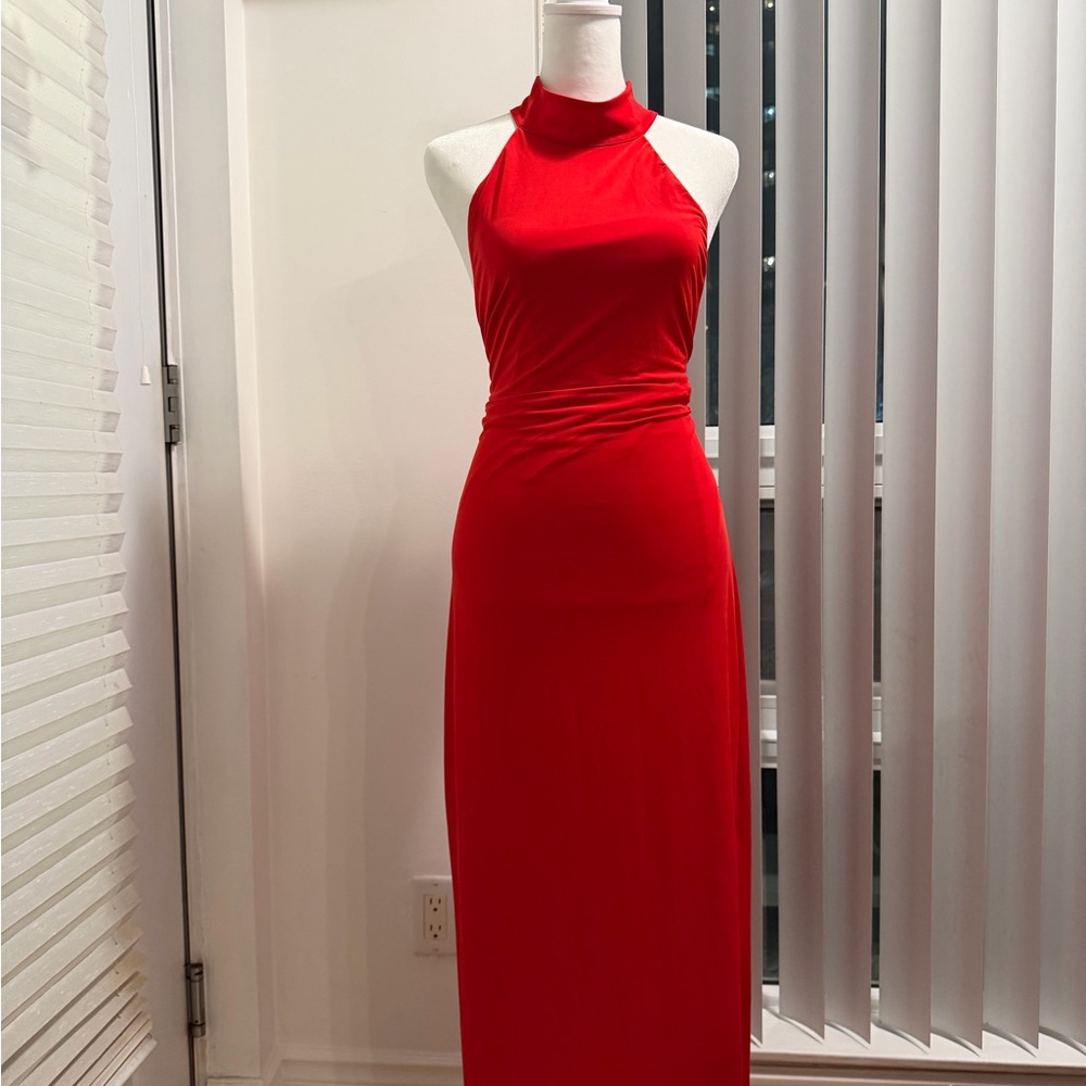 Ami Red Halter Maxi Dress